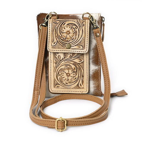 Oscar Handtooled Crossbody Mobile Bag