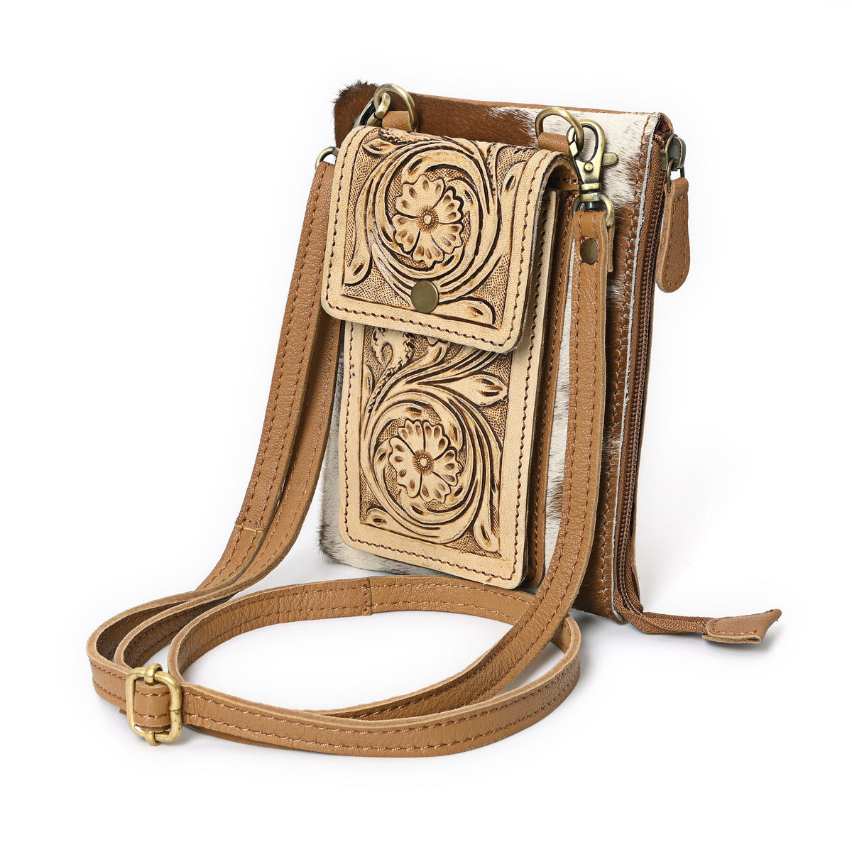 Oscar Handtooled Crossbody Mobile Bag