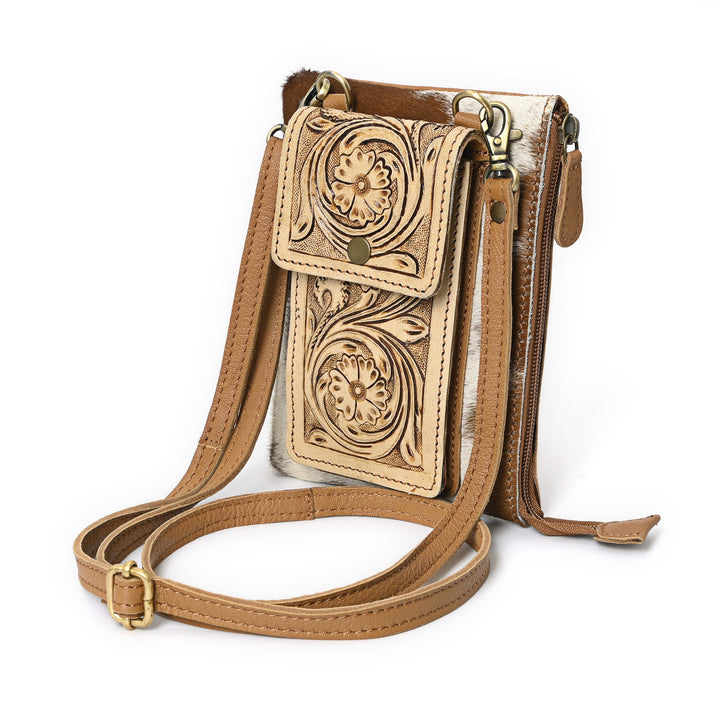 Oscar Handtooled Crossbody Mobile Bag