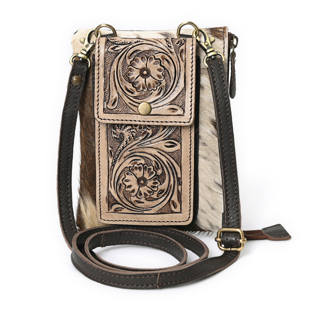 Oscar Handtooled Crossbody Mobile Bag