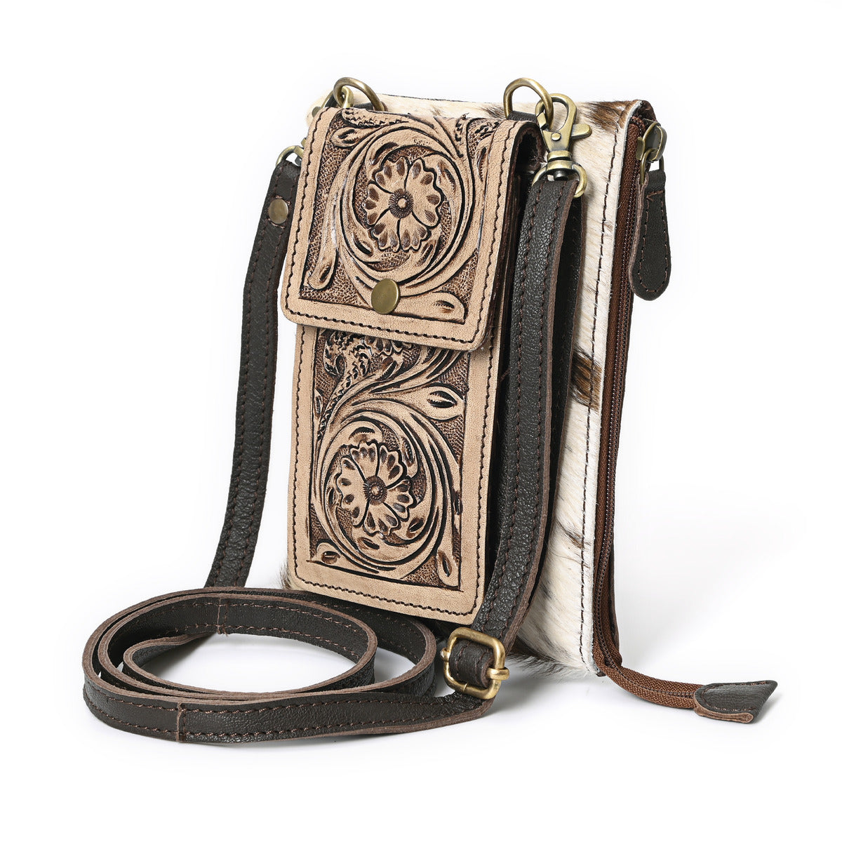 Oscar Handtooled Crossbody Mobile Bag
