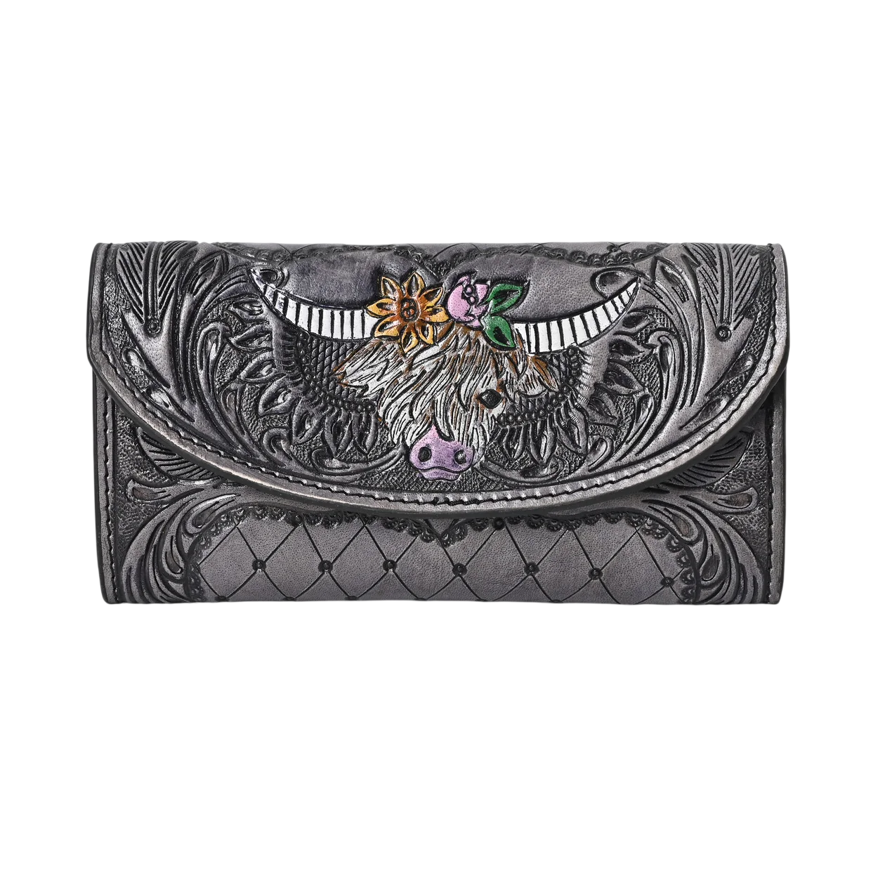 Calm Longhorn Tooled Wallet