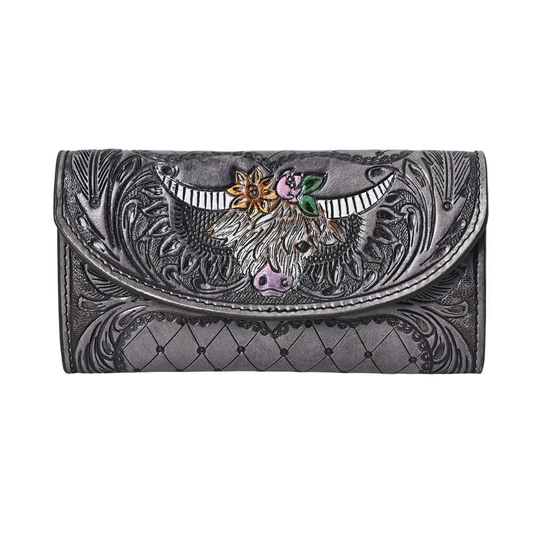 Calm Longhorn Tooled Wallet