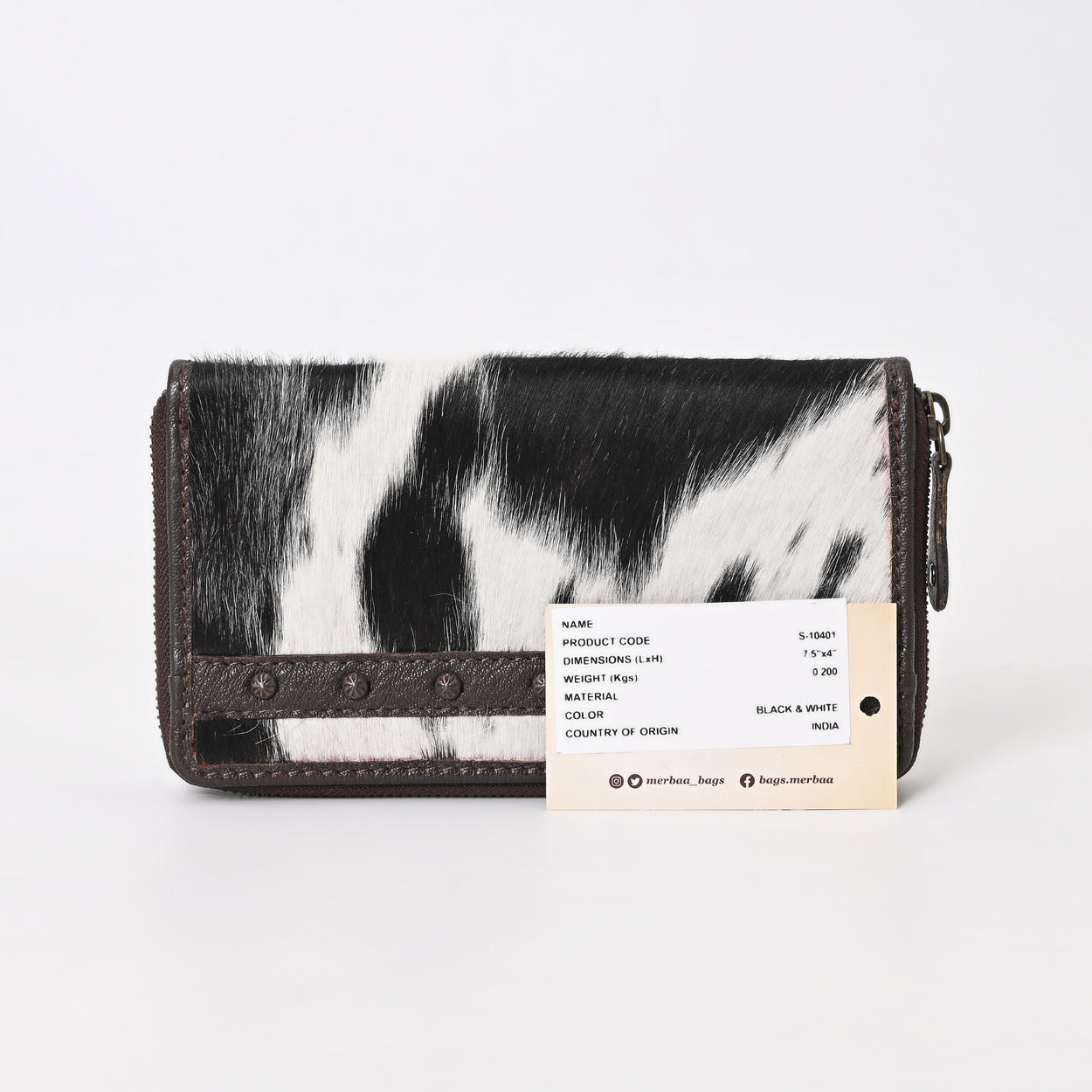 Black Vino Cowhide Clutch