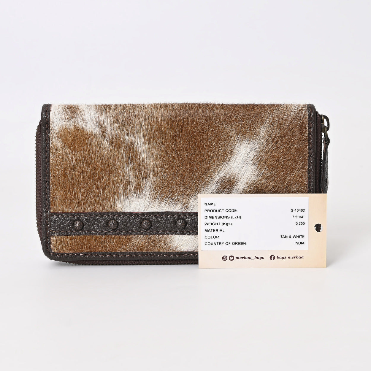 Tan Vino Cowhide Clutch