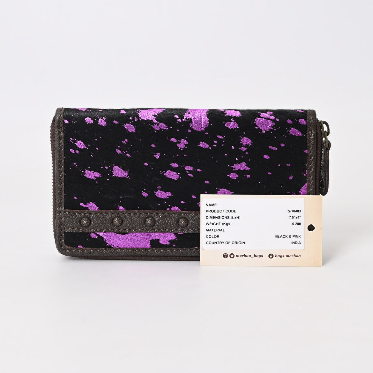 Pink Sprinkle Vino Cowhide Clutch