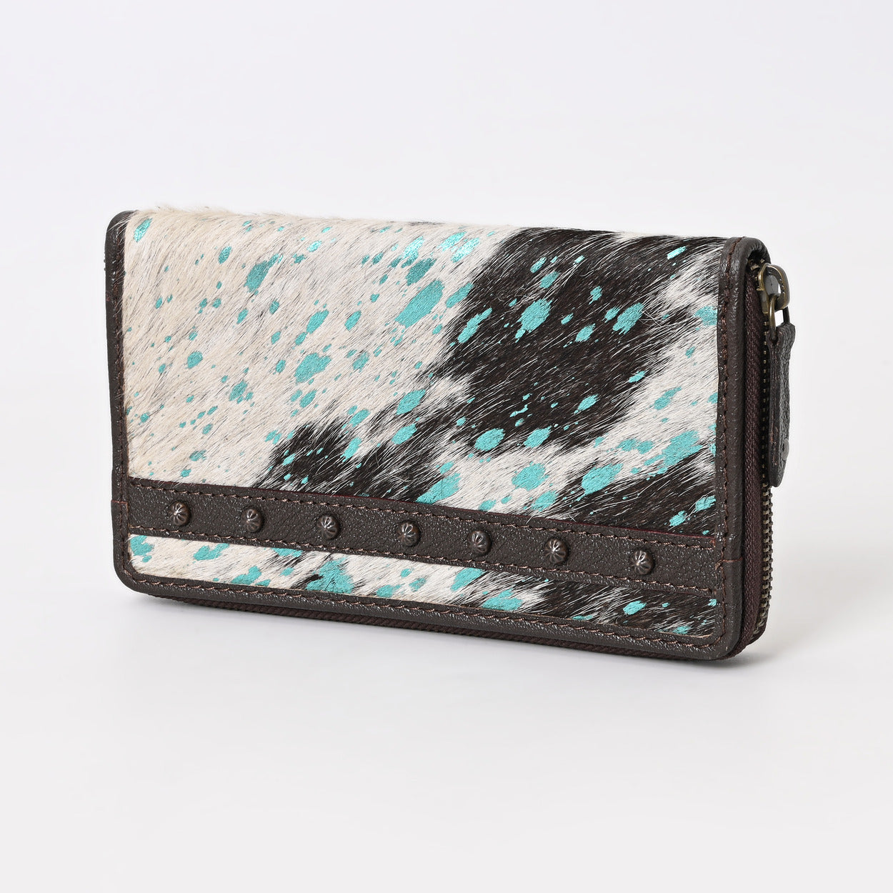 Turquoise Vino Cowhide Clutch