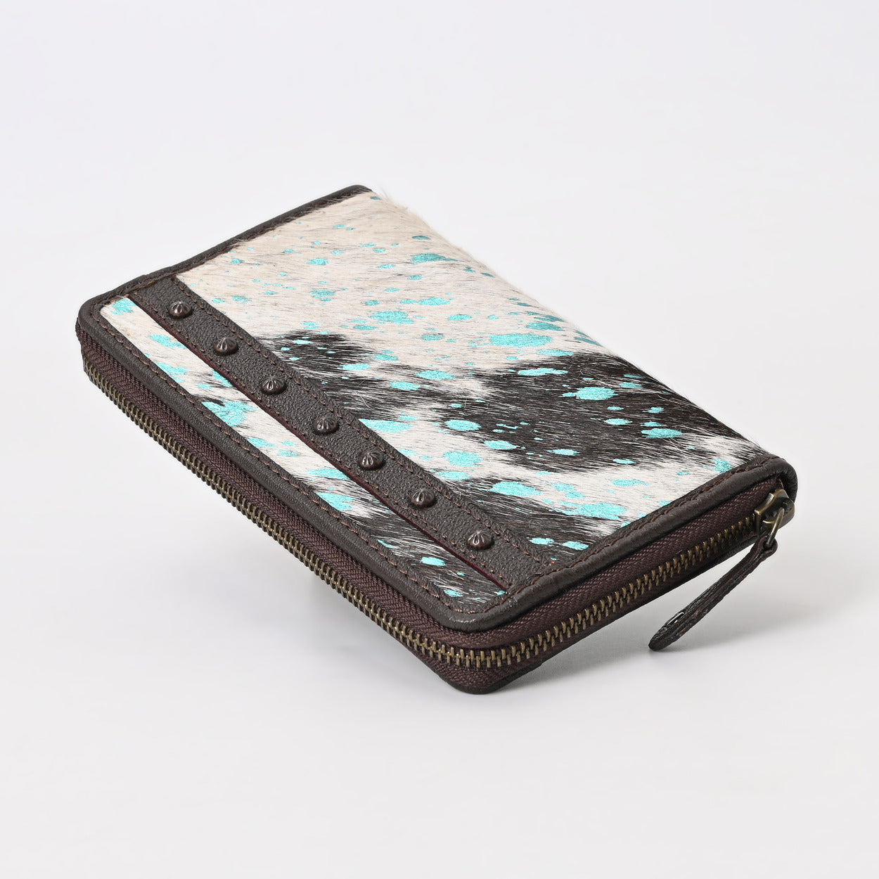 Turquoise Vino Cowhide Clutch