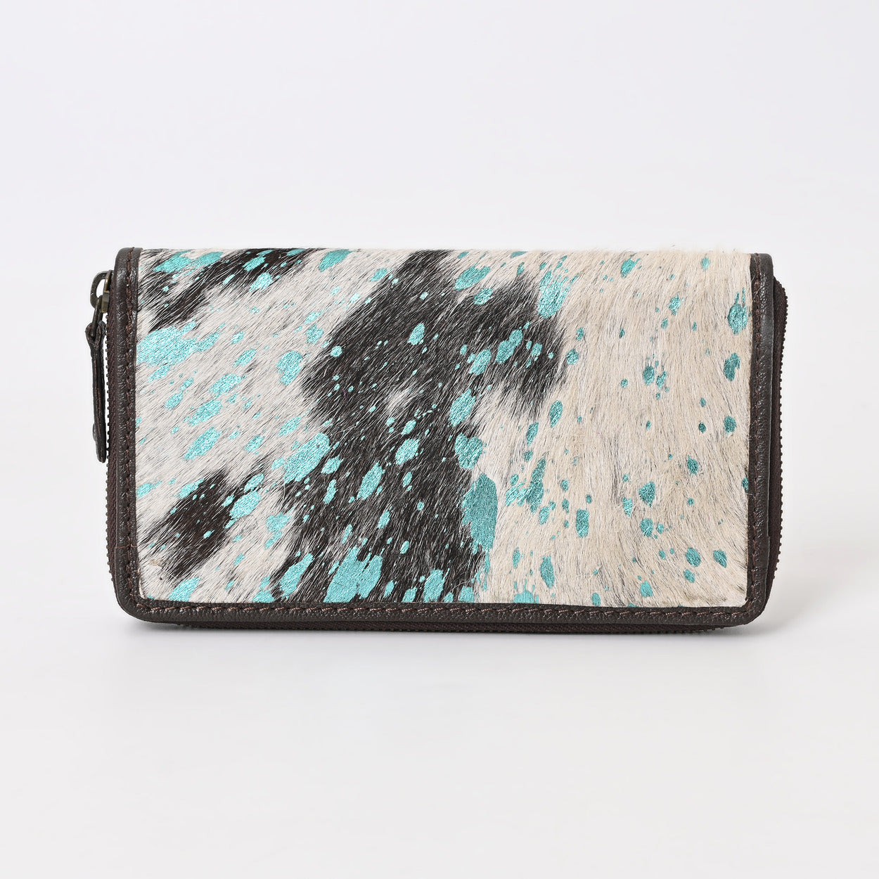 Turquoise Vino Cowhide Clutch