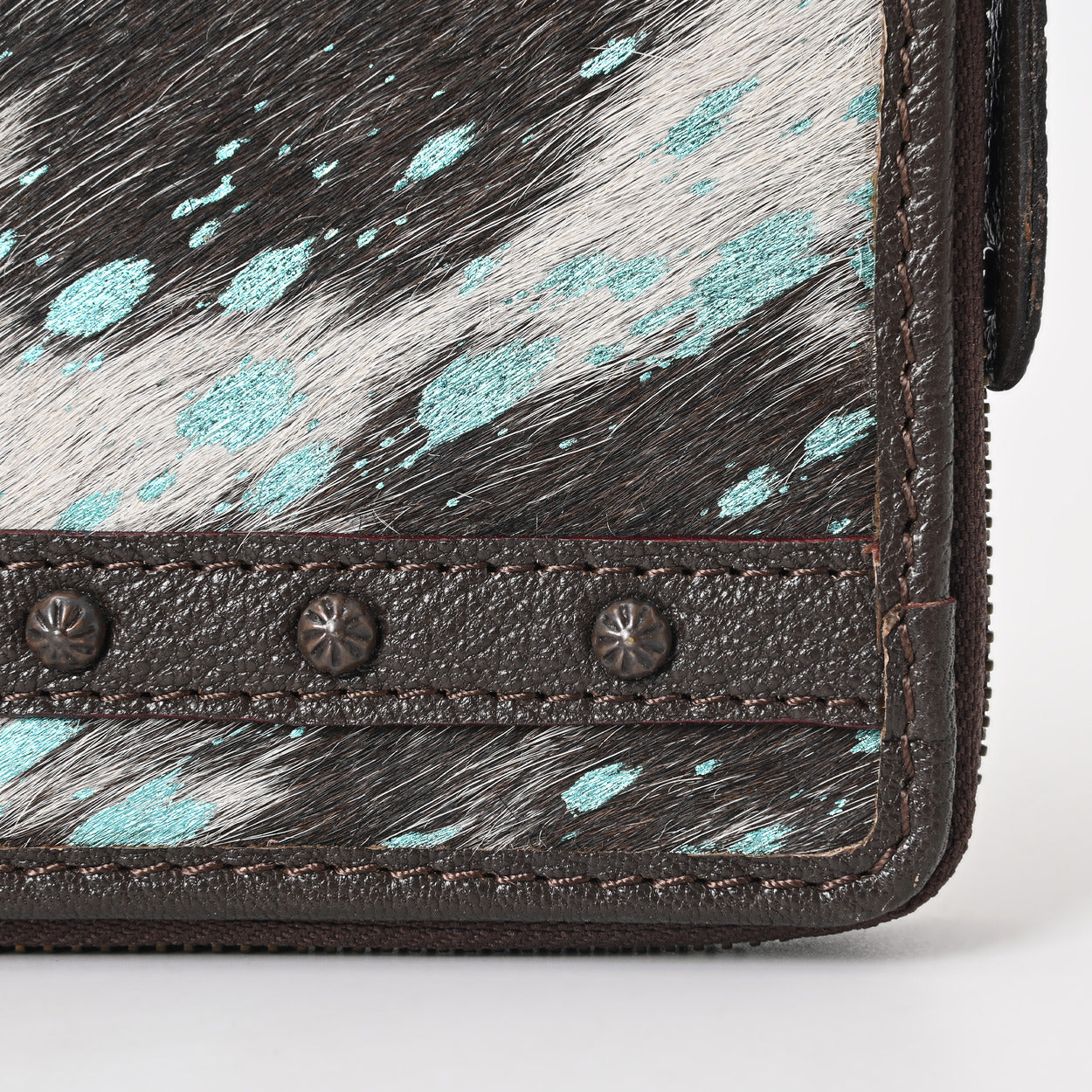 Turquoise Vino Cowhide Clutch