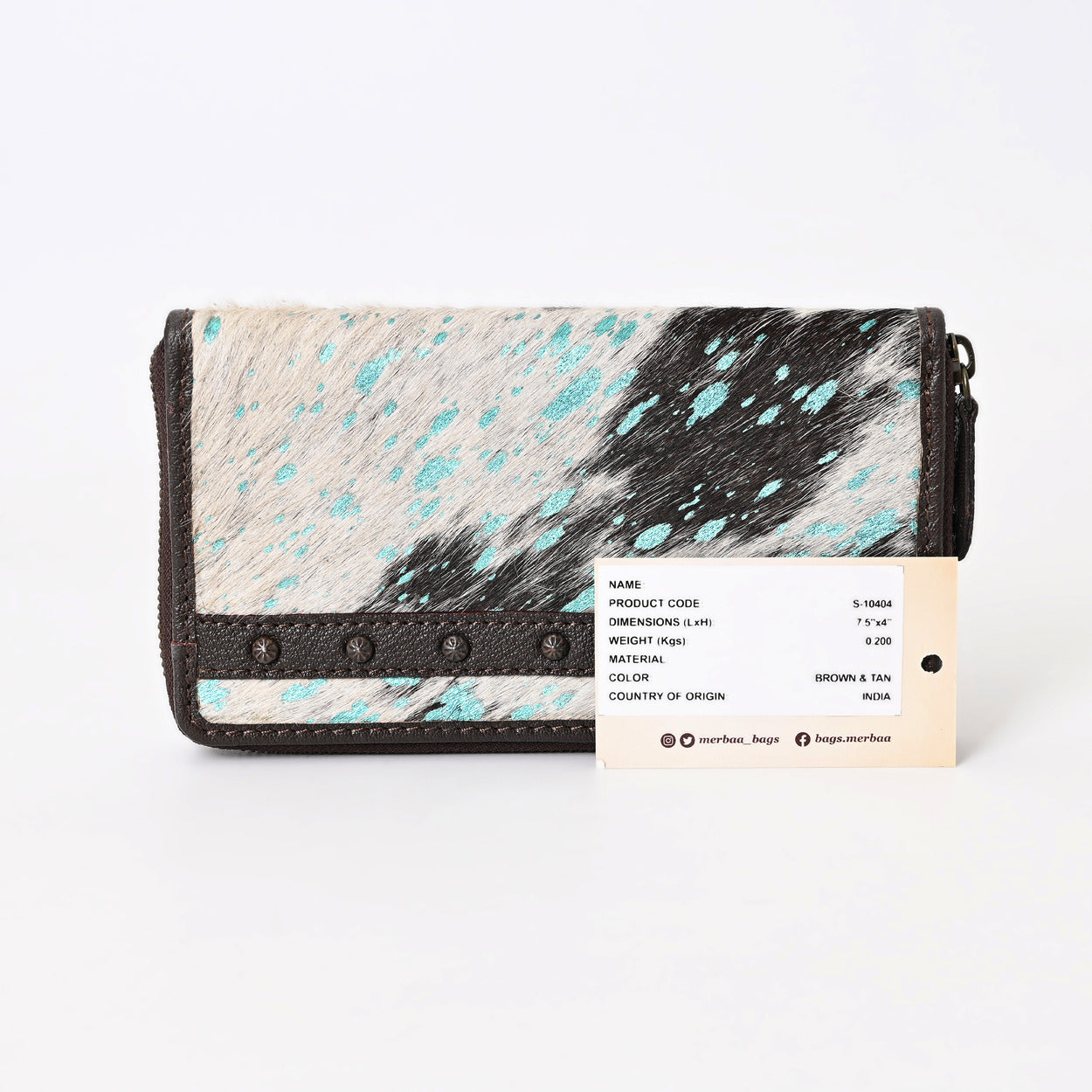 Turquoise Vino Cowhide Clutch