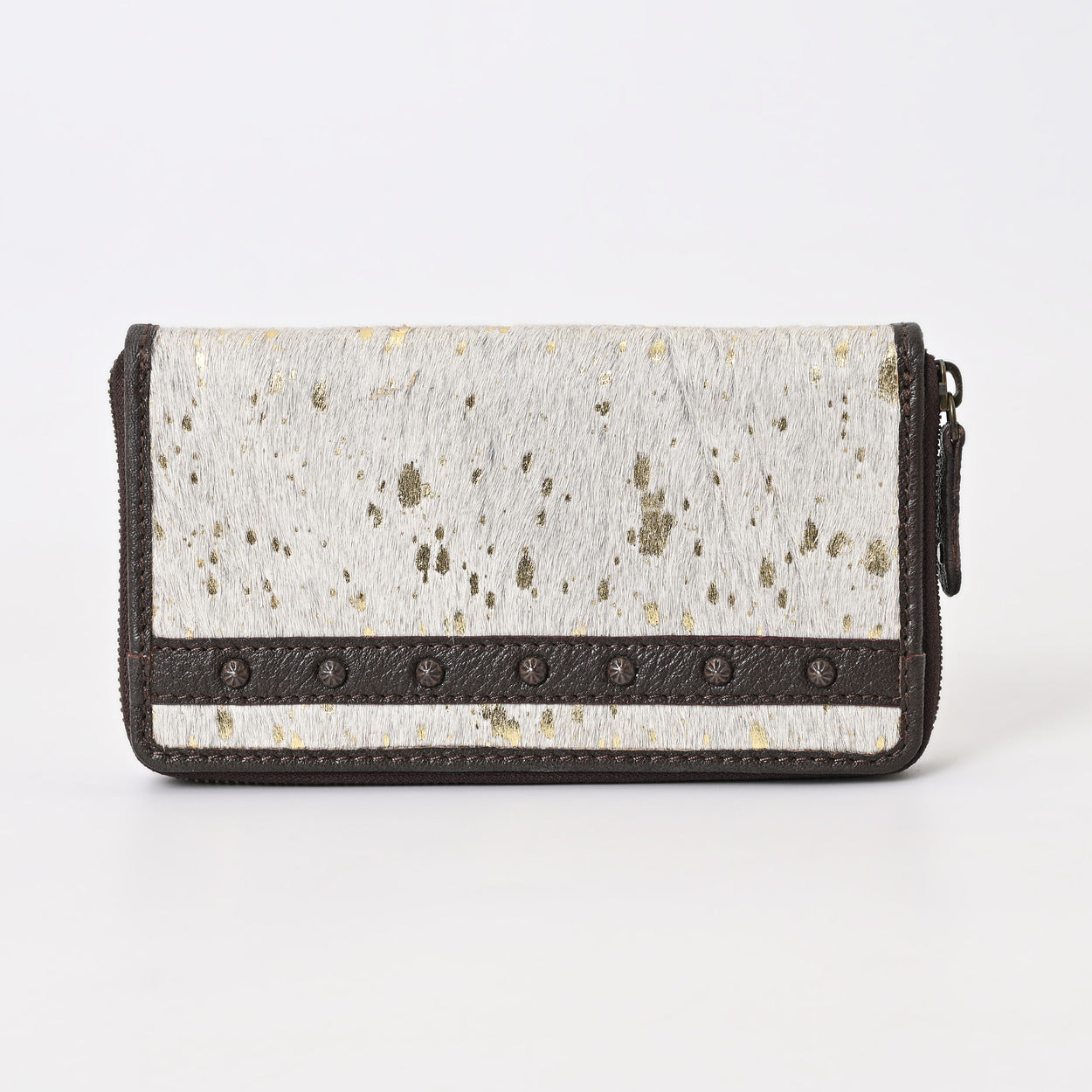 Gold Sprinkled Vino Cowhide Clutch