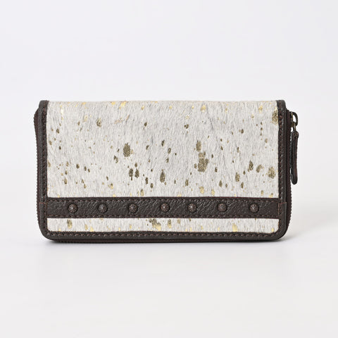 Gold Sprinkled Vino Cowhide Clutch