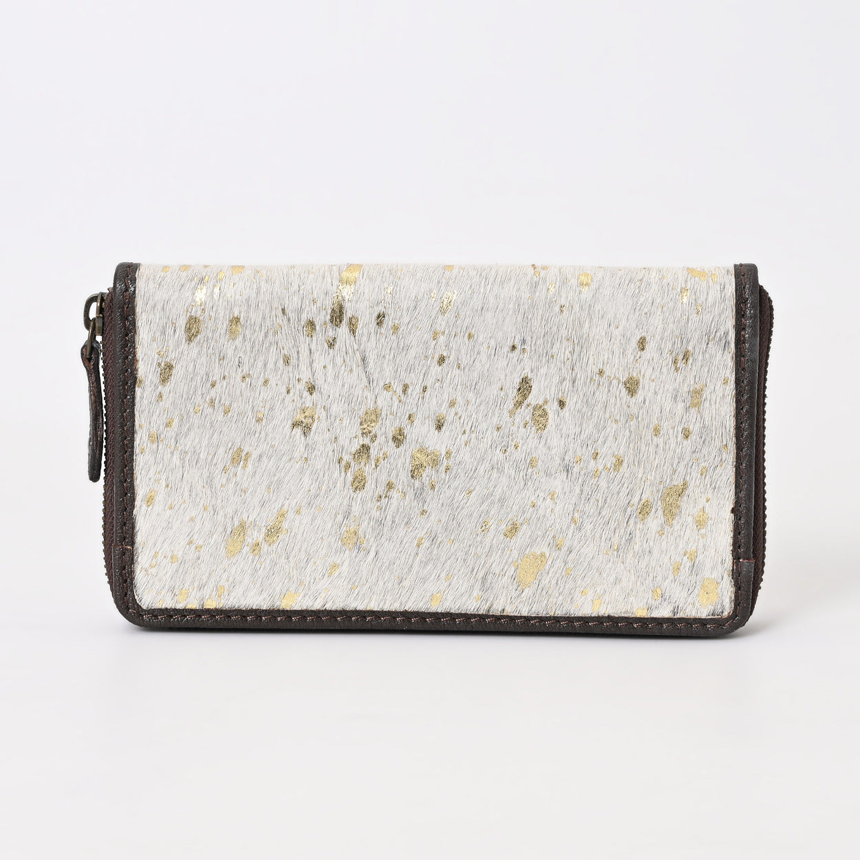 Gold Sprinkled Vino Cowhide Clutch