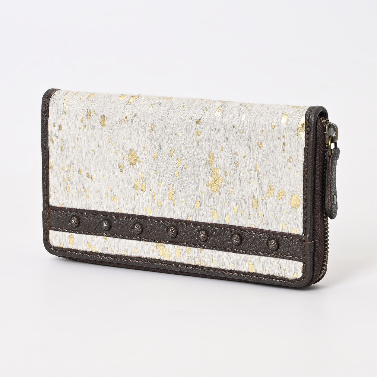 Gold Sprinkled Vino Cowhide Clutch
