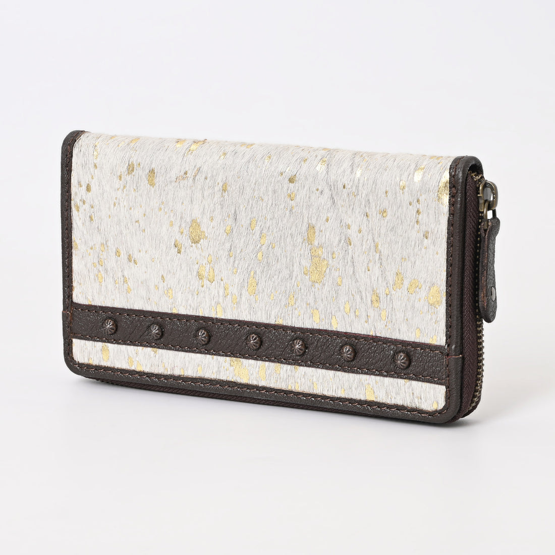 Gold Sprinkled Vino Cowhide Clutch