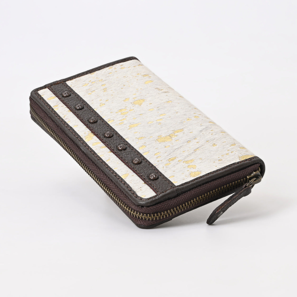 Gold Sprinkled Vino Cowhide Clutch