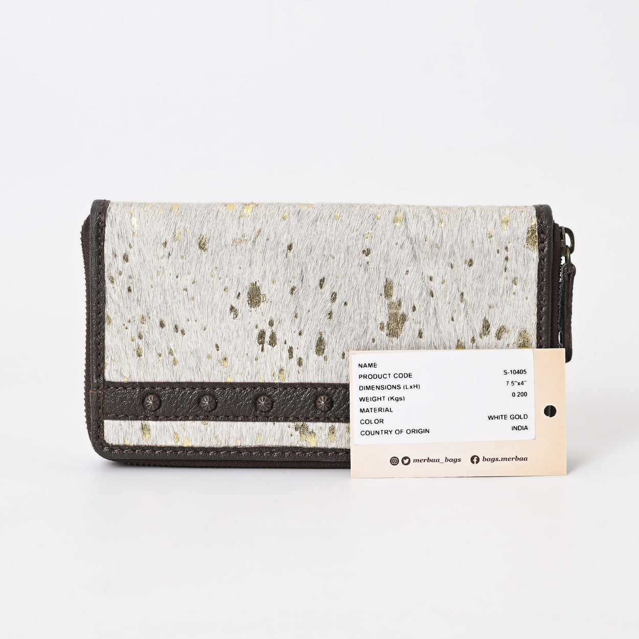 Gold Sprinkled Vino Cowhide Clutch