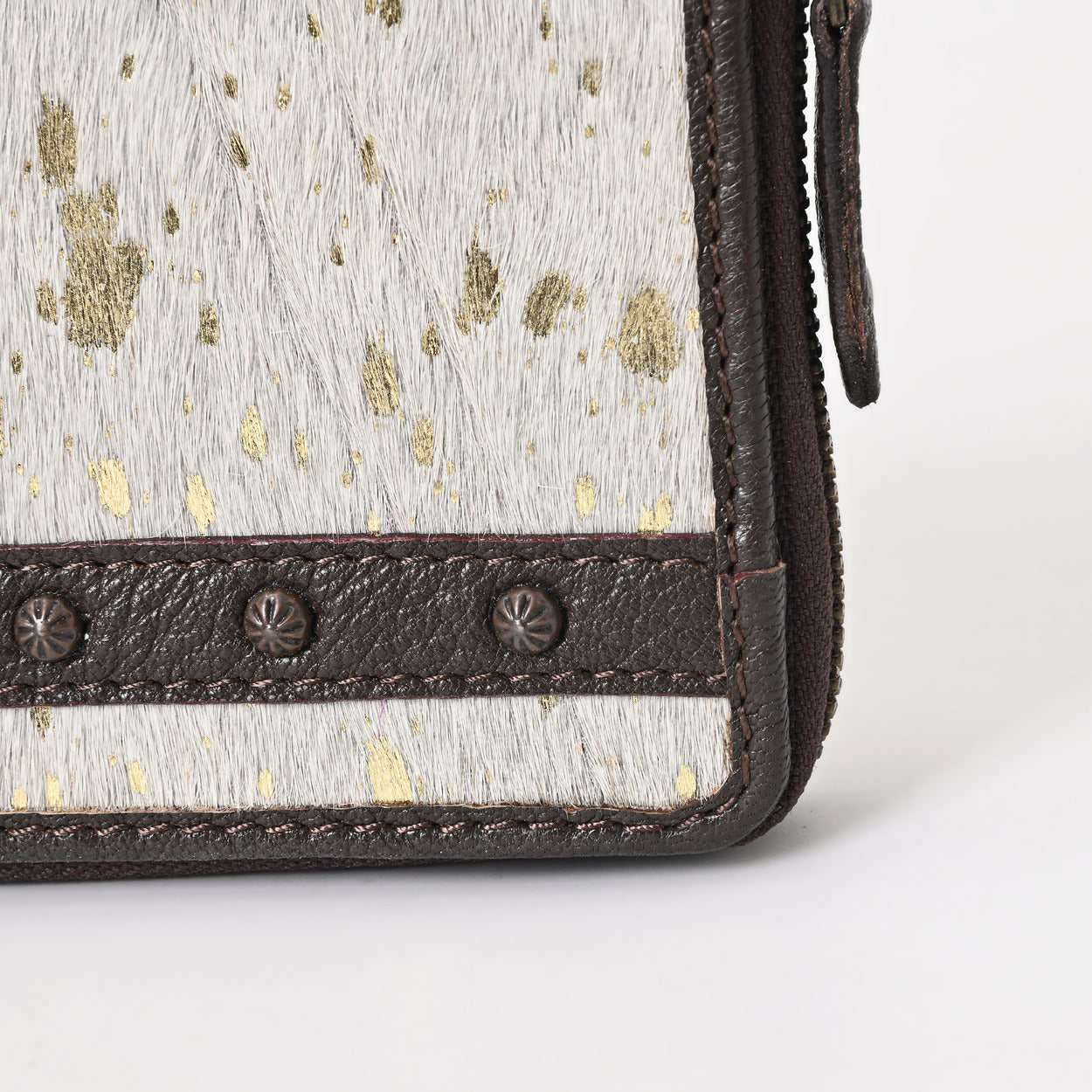 Gold Sprinkled Vino Cowhide Clutch