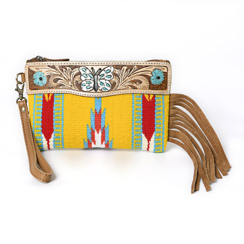 Turquoise Monarch Mini Woolen Clutch – Aztec Leather Bag