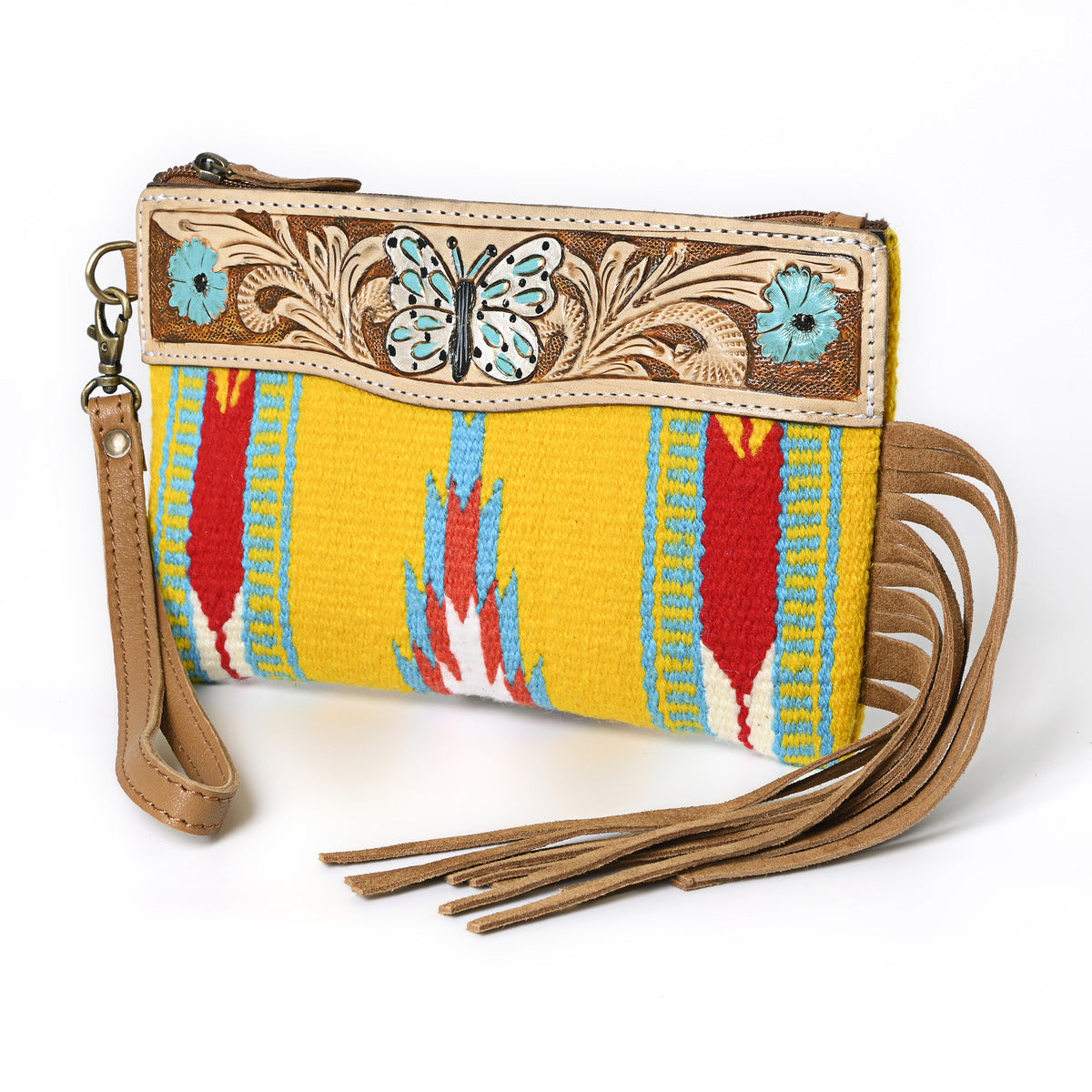 Turquoise Monarch Mini Woolen Clutch