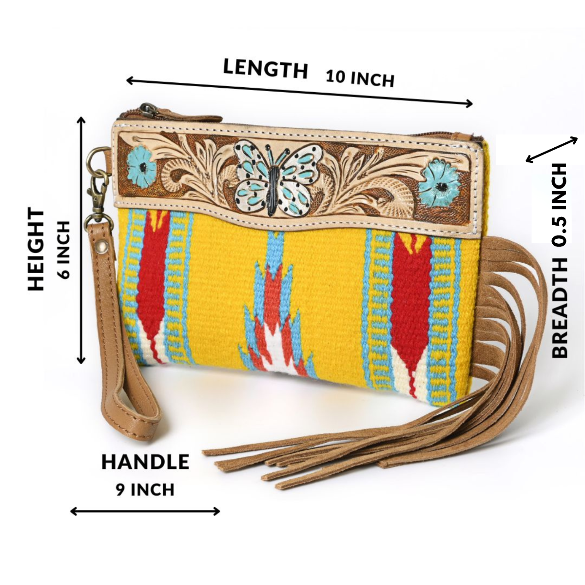 Turquoise Monarch Mini Woolen Clutch