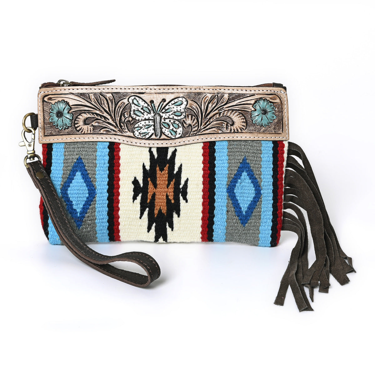 Turquoise Monarch Mini Woolen Clutch