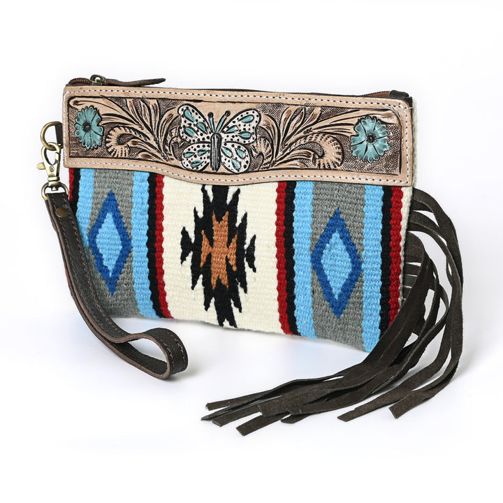 Turquoise Monarch Mini Woolen Clutch