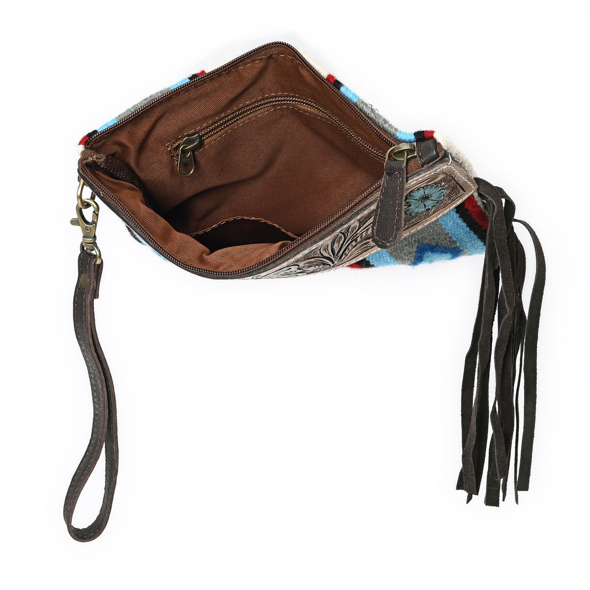 Turquoise Monarch Mini Woolen Clutch