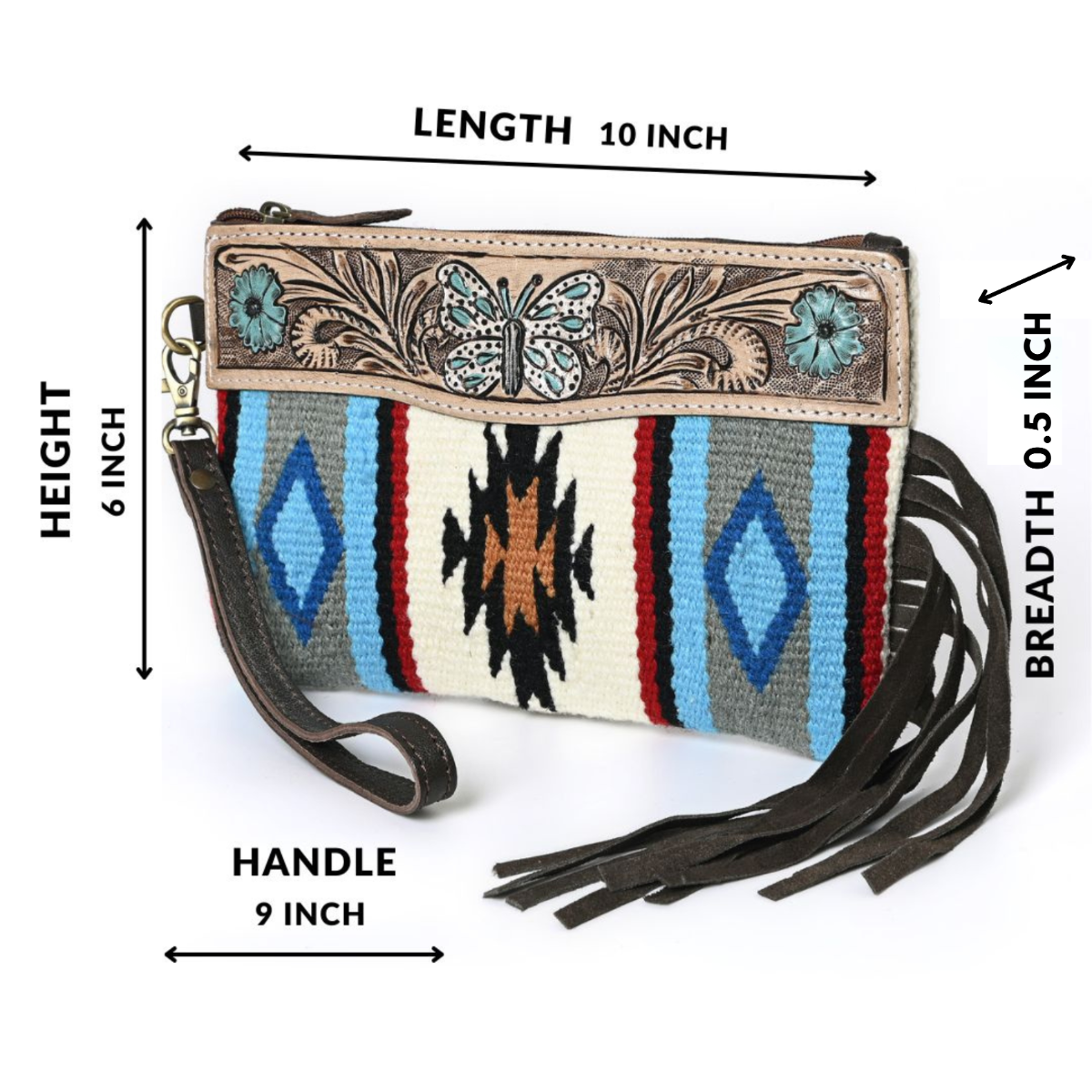 Turquoise Monarch Mini Woolen Clutch