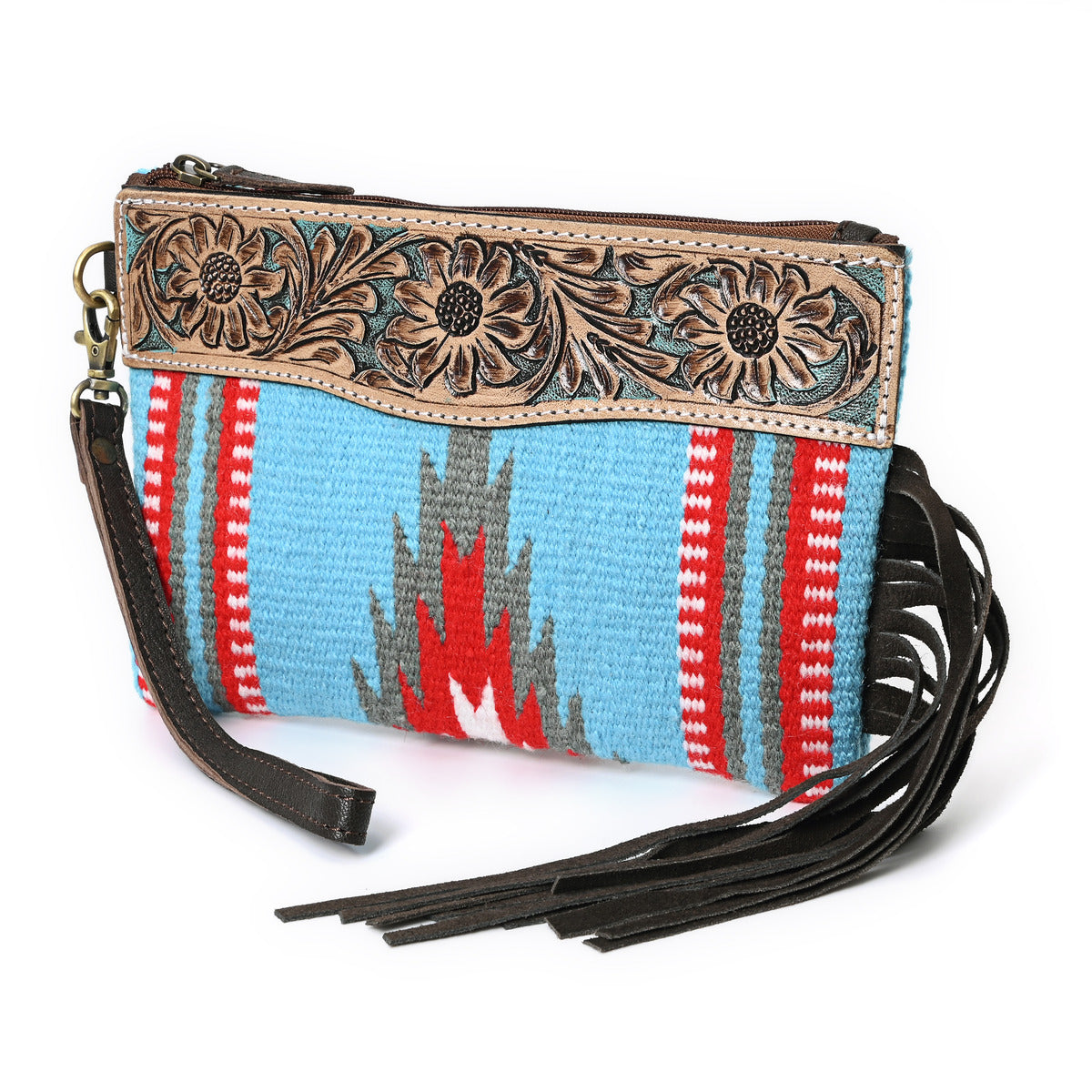 Turquoise Monarch Mini Woolen Clutch