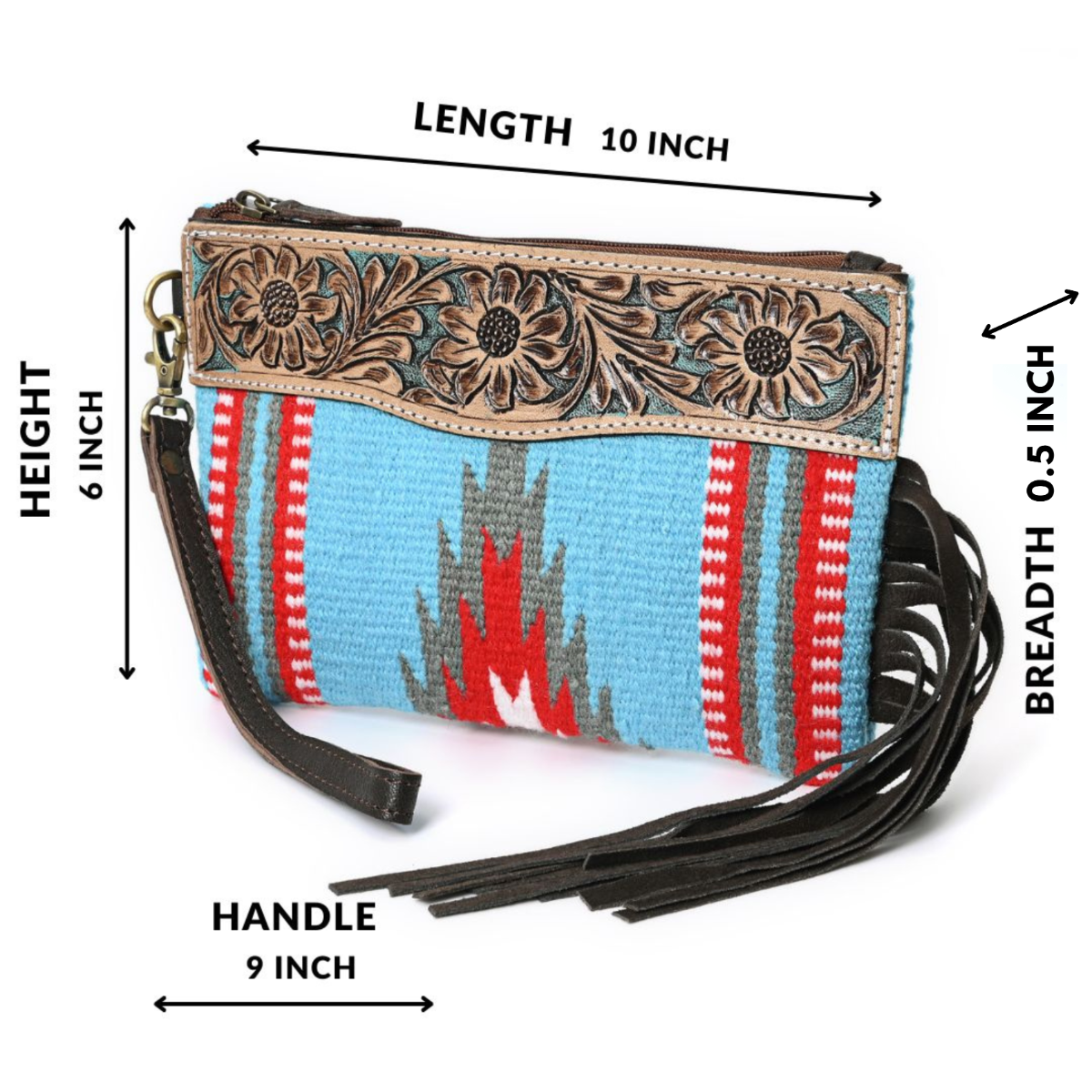 Turquoise Monarch Mini Woolen Clutch