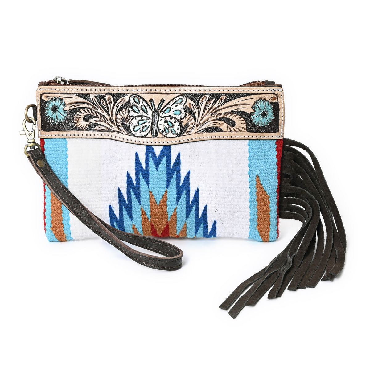 Turquoise Monarch Mini Woolen Clutch