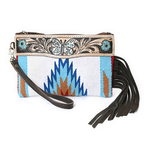 Turquoise Monarch Mini Woolen Clutch – Aztec Leather Bag