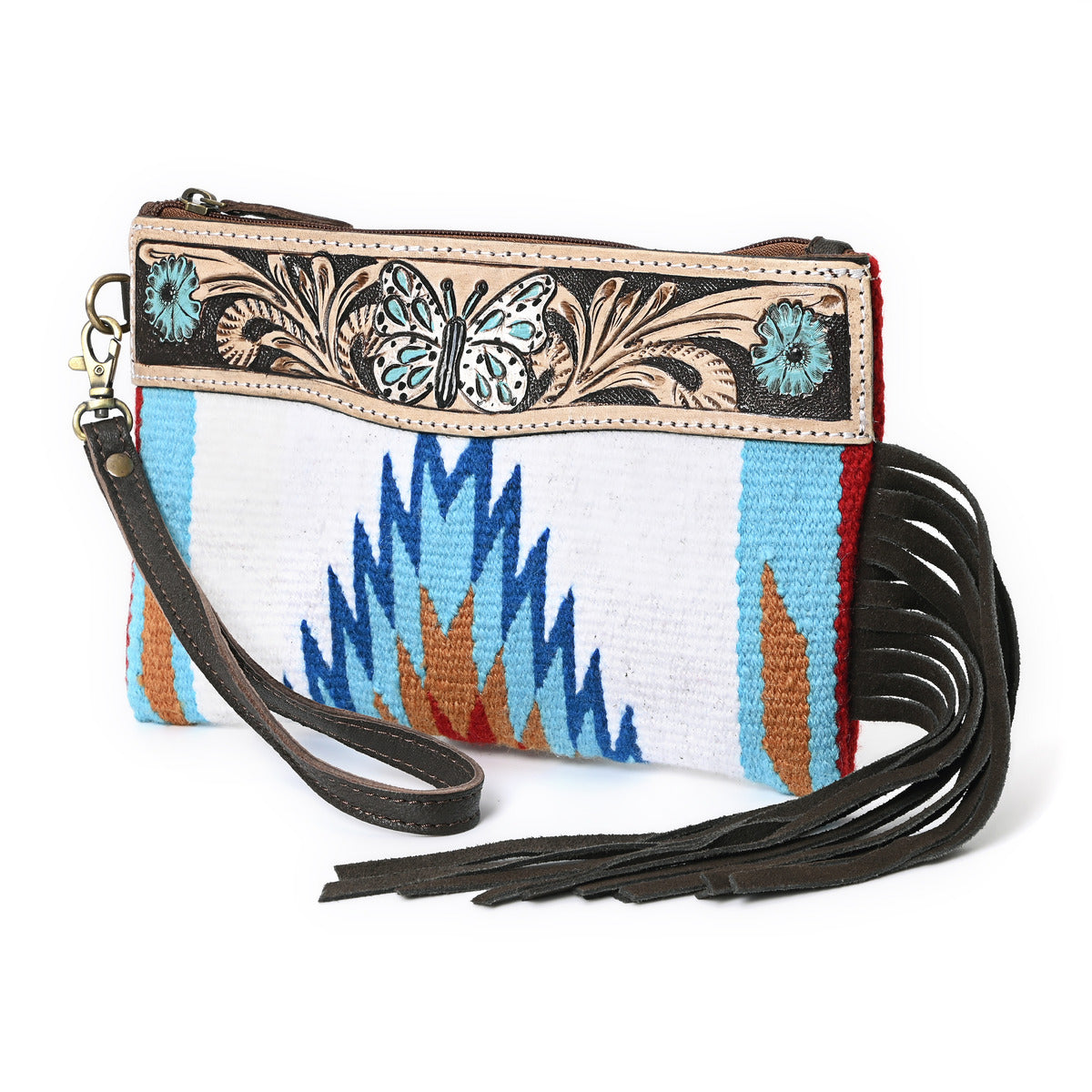 Turquoise Monarch Mini Woolen Clutch