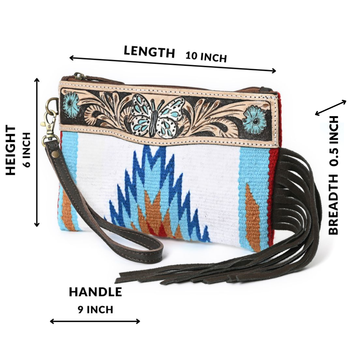 Turquoise Monarch Mini Woolen Clutch