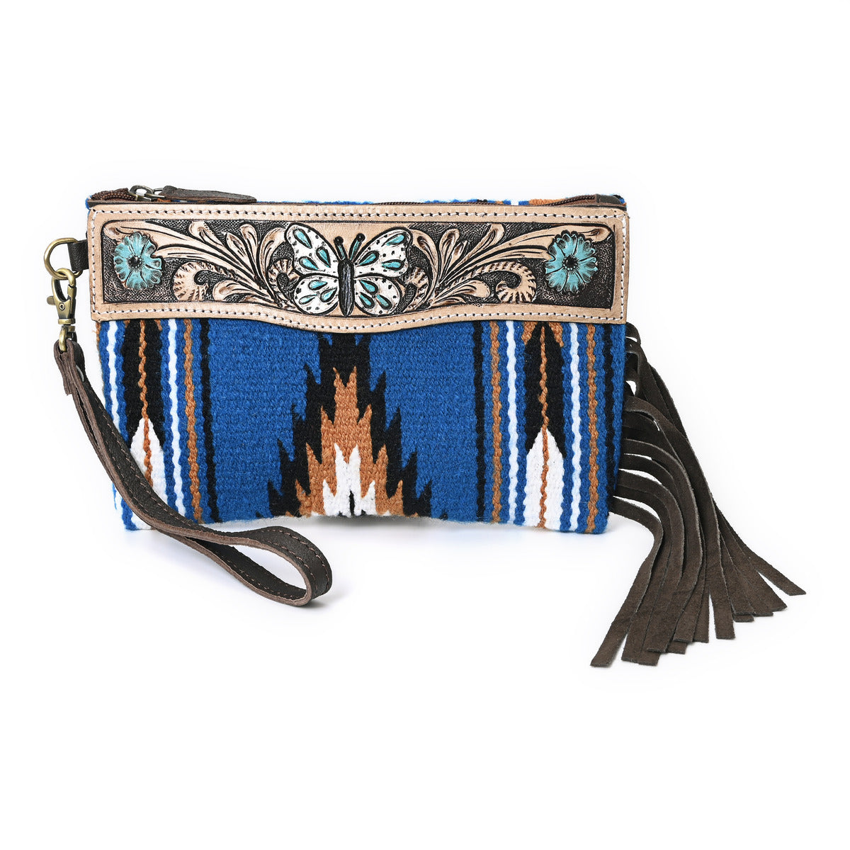 Turquoise Monarch Mini Woolen Clutch