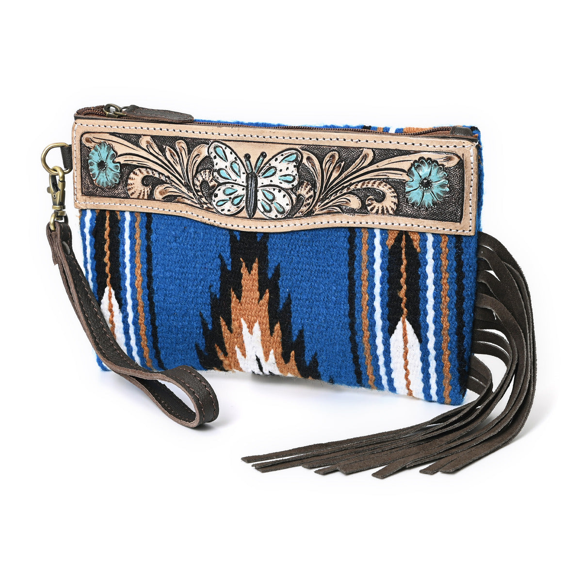 Turquoise Monarch Mini Woolen Clutch