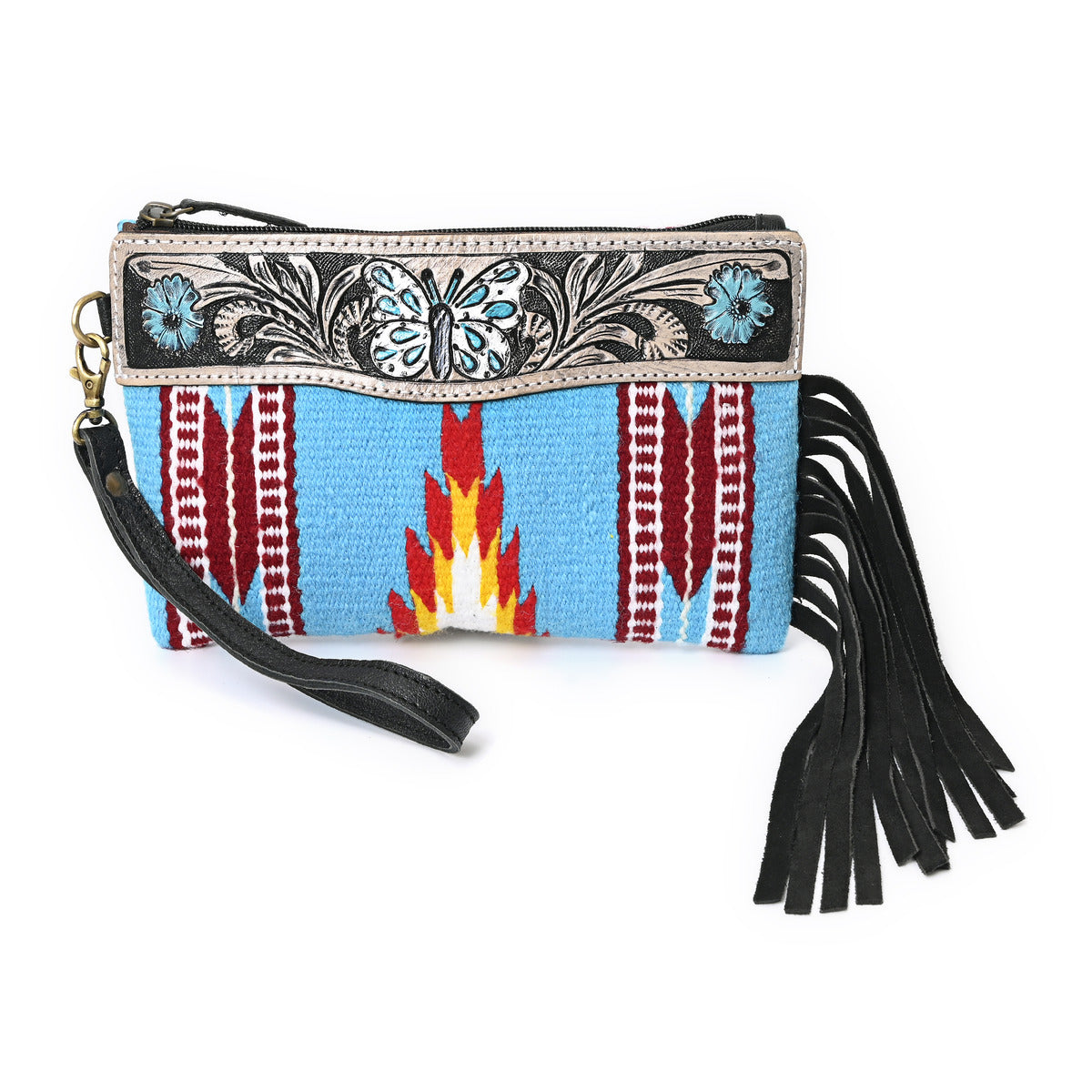 Turquoise Monarch Mini Woolen Clutch