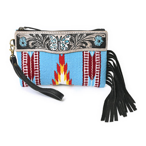 Turquoise Monarch Mini Woolen Clutch – Aztec Leather Bag