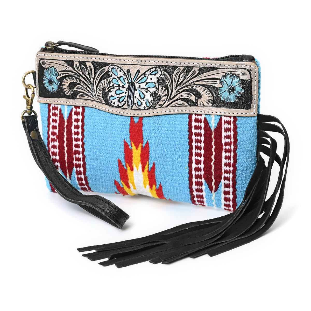 Turquoise Monarch Mini Woolen Clutch