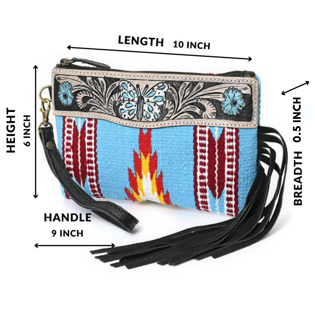 Turquoise Monarch Mini Woolen Clutch