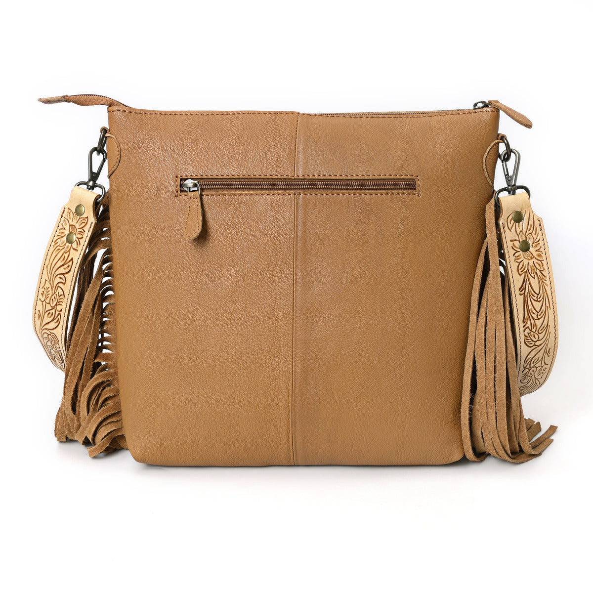 Crimson Handtooled Cowhide Shoulder Bag