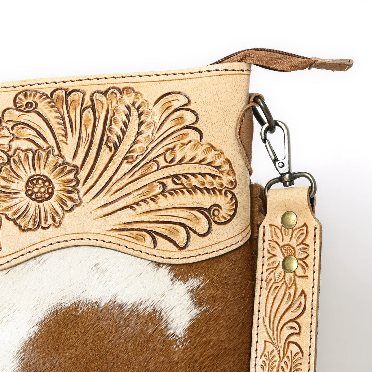 Crimson Handtooled Cowhide Shoulder Bag