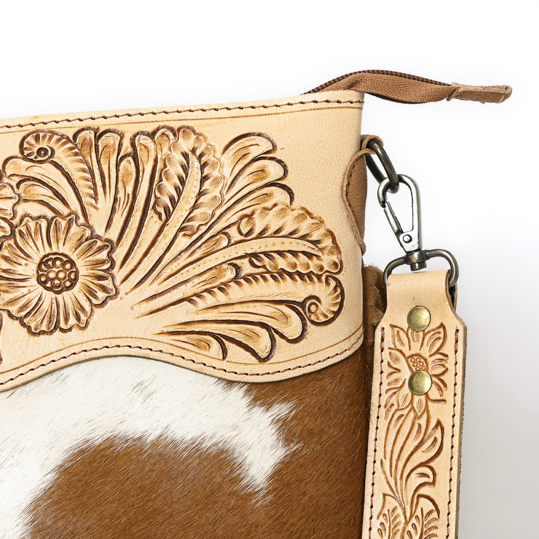 Crimson Handtooled Cowhide Shoulder Bag
