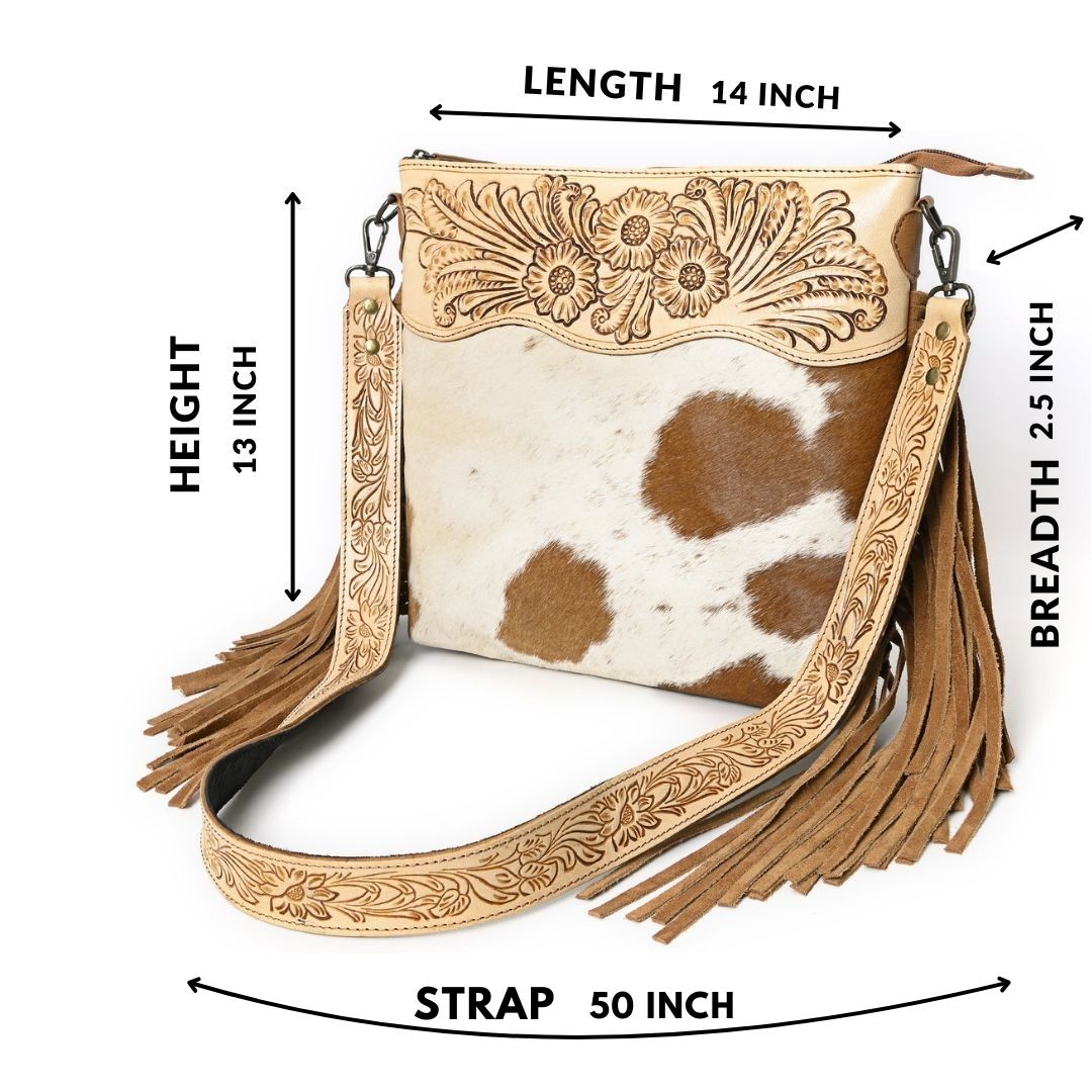 Crimson Handtooled Cowhide Shoulder Bag