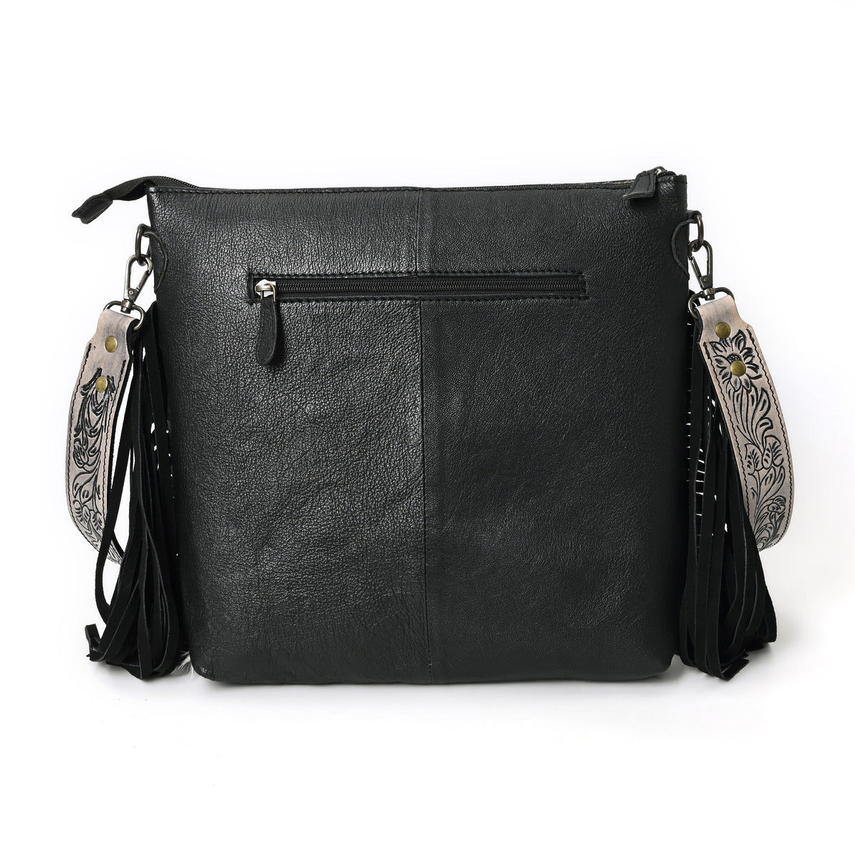 Crimson Handtooled Cowhide Shoulder Bag