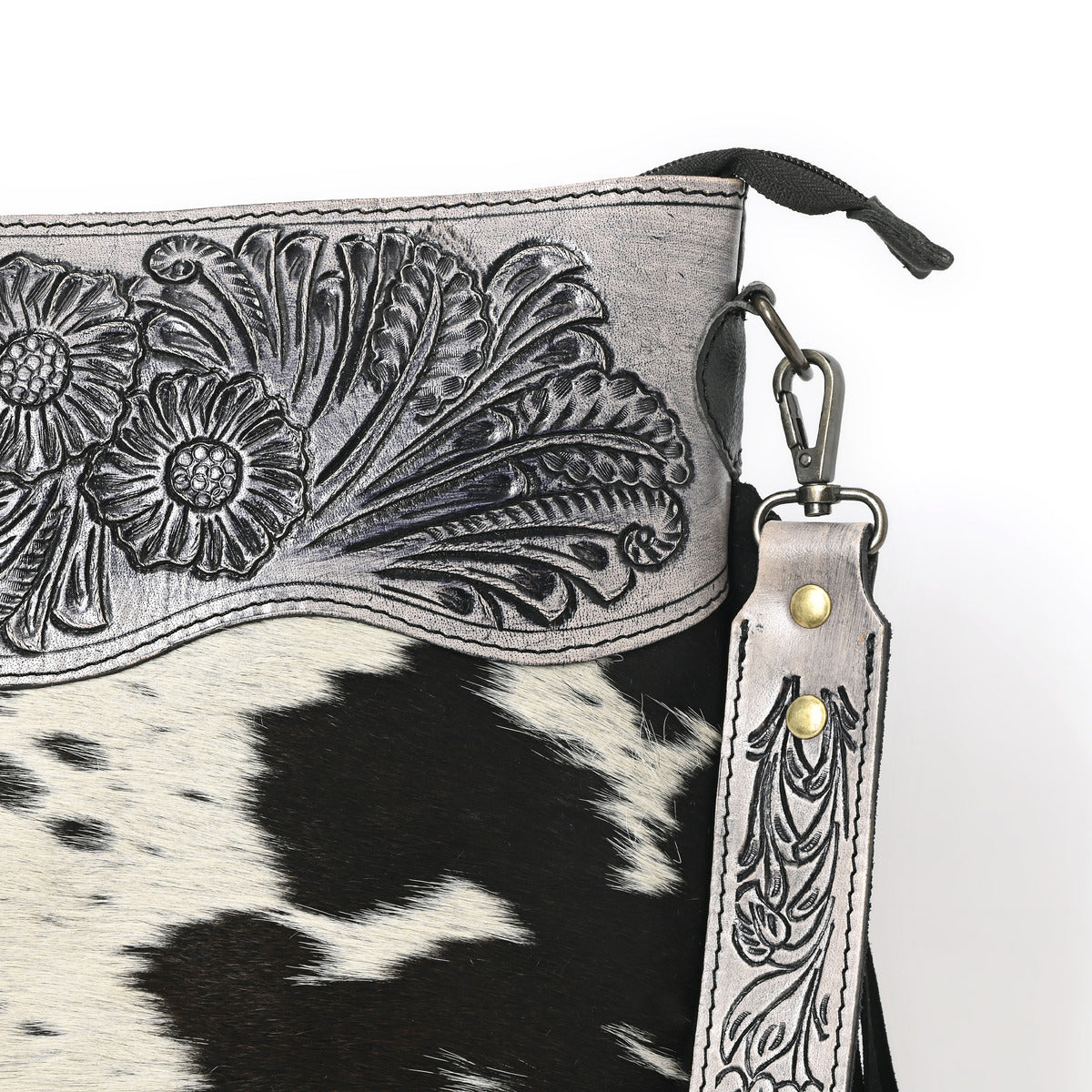 Crimson Handtooled Cowhide Shoulder Bag