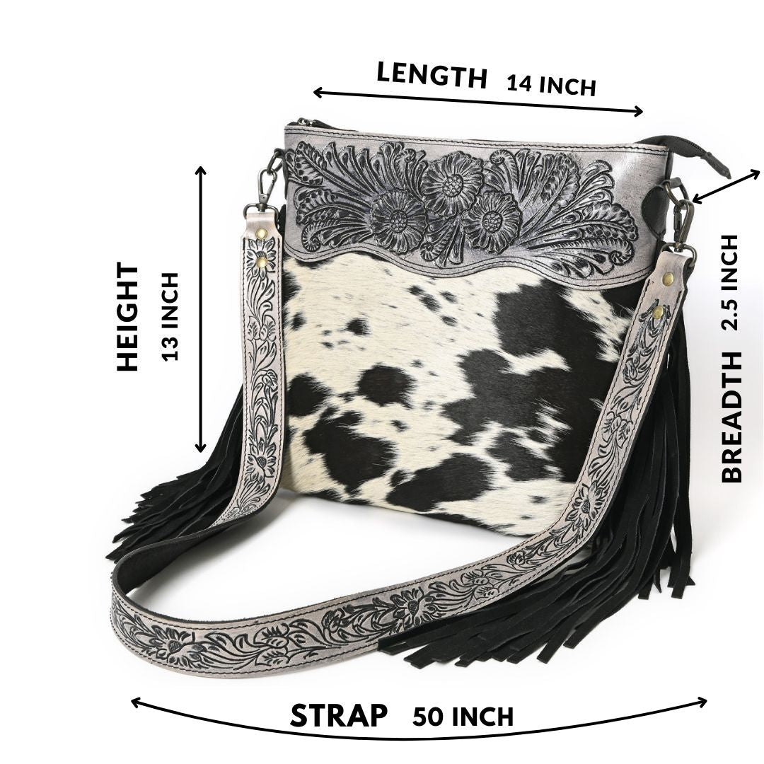 Crimson Handtooled Cowhide Shoulder Bag