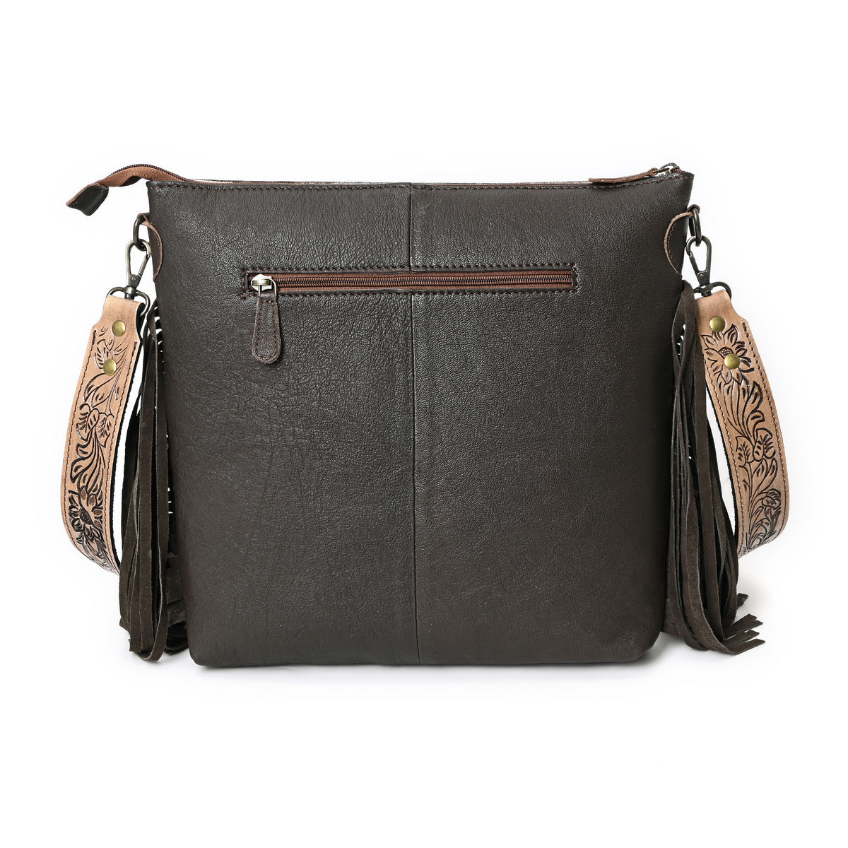 Crimson Handtooled Cowhide Shoulder Bag